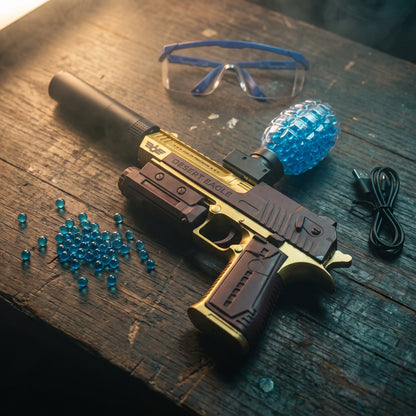 Gelshot Desert Eagle s ochrannými brýlemi, gelovými kuličkami a USB kabelem